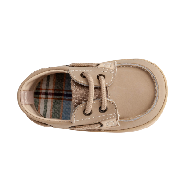 WALKER II <br> Infant Tan Leather Deck Shoe with Mesh Trim - Image 7