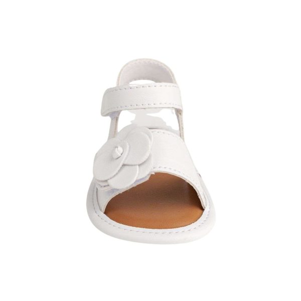 POSEY Infant White PU Sandal w/Layered Flowerl Ornament