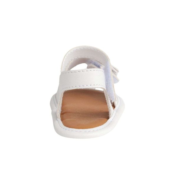 POSEY Infant White PU Sandal w/Layered Flowerl Ornament