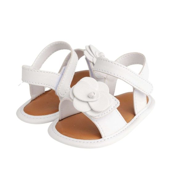 POSEY Infant White PU Sandal w/Layered Flowerl Ornament