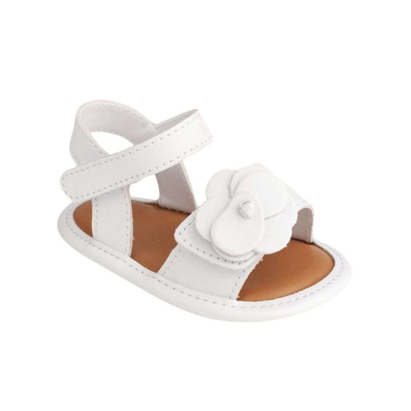 POSEY Infant White PU Sandal w/Layered Flowerl Ornament