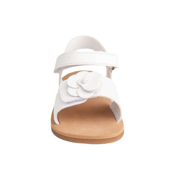 POSEY Toddler White PU Sandal w/Layered Flower Ornament