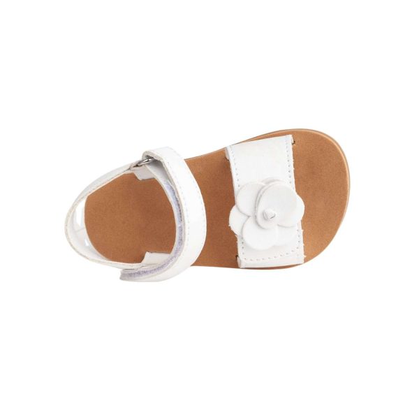 POSEY Toddler White PU Sandal w/Layered Flower Ornament