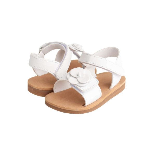 POSEY Toddler White PU Sandal w/Layered Flower Ornament