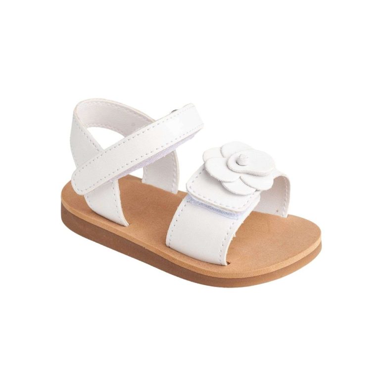 POSEY Toddler White PU Sandal w/Layered Flower Ornament