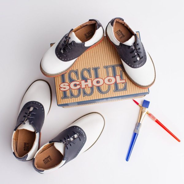 <span>Upper Class</span> Youth White/Navy Leather Saddle Oxfords - Image 3
