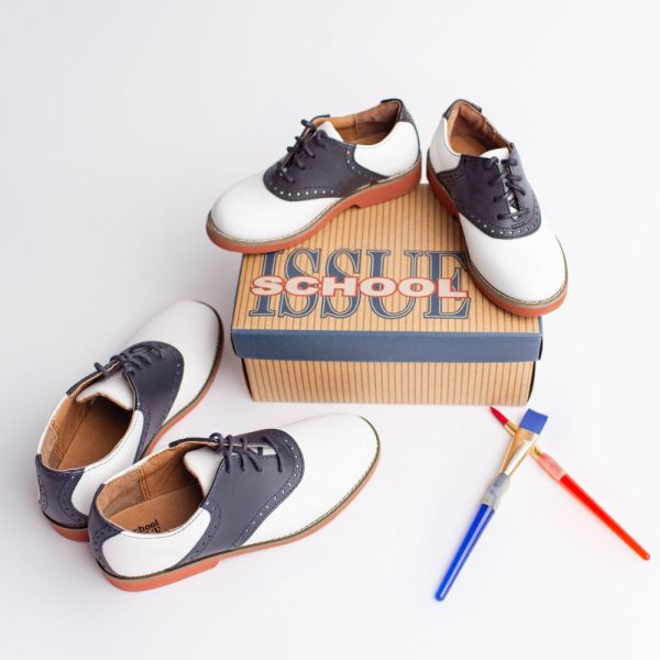 <span>Upper Class</span> Youth White/Navy Leather Saddle Oxfords - Image 4