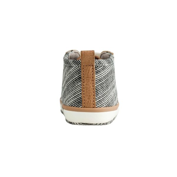<span>Aaron</span> Infant Black Distressed Woven Fabric w/Brown PU Trim  Hi-Top Lace-up Sneaker - Image 5