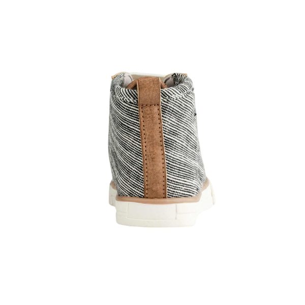 <span>Aaron </span> Toddler Black Distressed Woven Farbric Hi-Top w/Brown PU Trim - Image 5