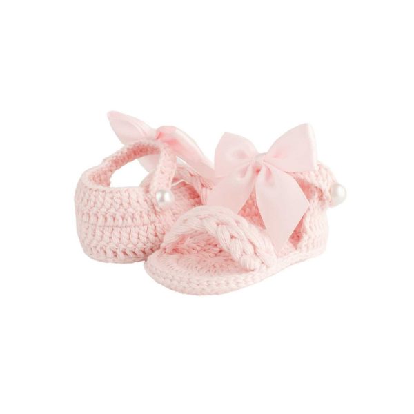 <span>Adalyn</span> Infant Pink Crochet Sandal with Bows - Image 2