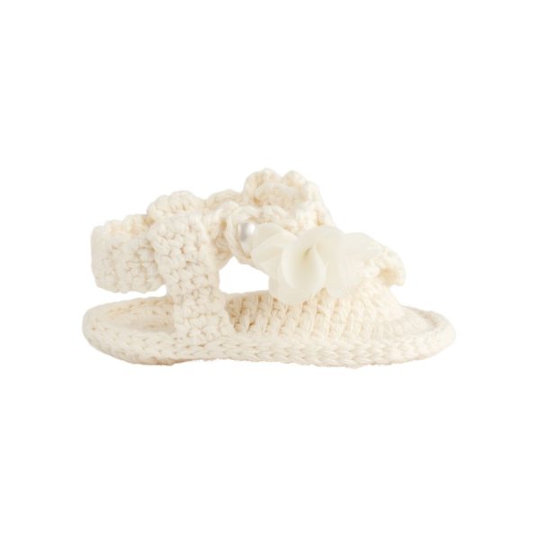 <span>Adrianna</span> Infant Ivory Crochet Sandal with Flowers - Image 2
