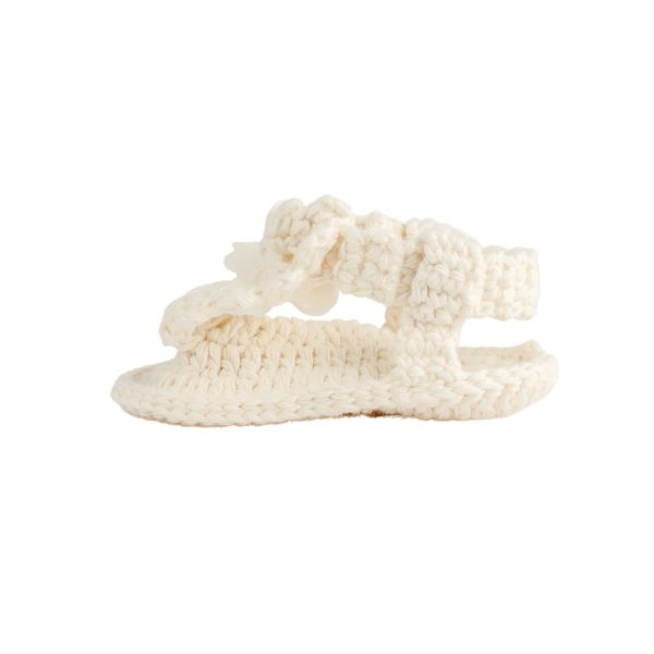 <span>Adrianna</span> Infant Ivory Crochet Sandal with Flowers - Image 3
