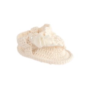 Adrianna Infant Ivory Crochet Sandal with Flowers