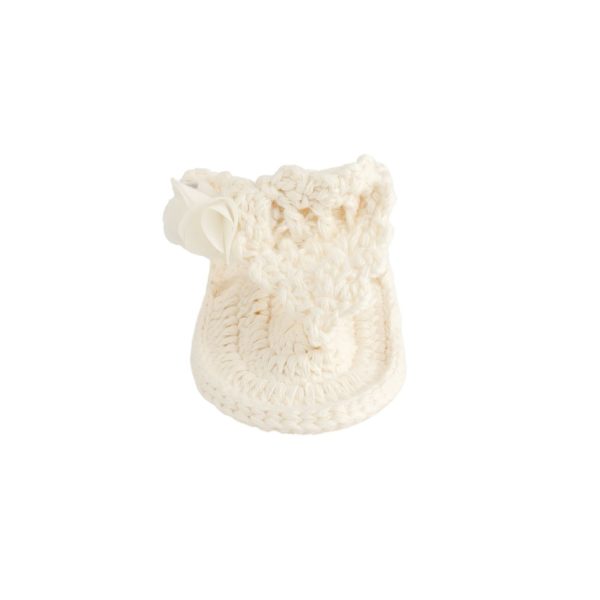 <span>Adrianna</span> Infant Ivory Crochet Sandal with Flowers - Image 6