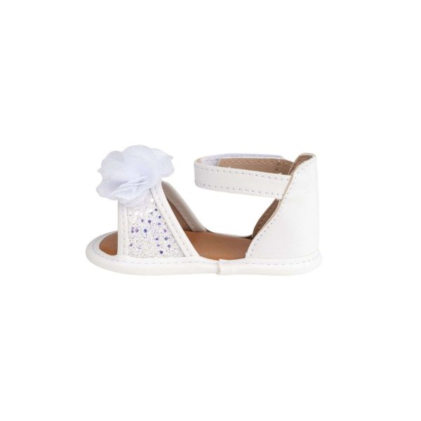 <span>ALEXIS</span> Infant White/Silver Ankle Strap Glitter Sandal with Sheer Flower - Image 4