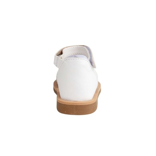 <span> TALEXIS</span> Toddler White/Silver Ankle Strap Glitter Sandal with Sheer Flower - Image 5