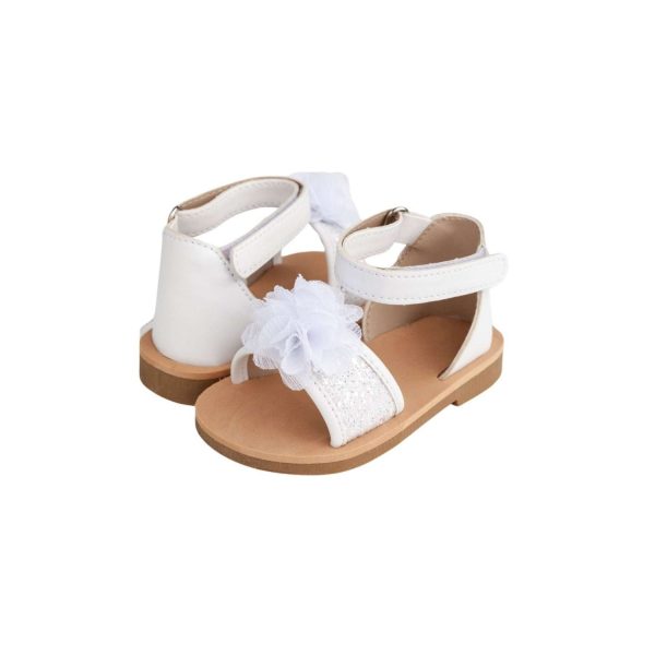 <span> TALEXIS</span> Toddler White/Silver Ankle Strap Glitter Sandal with Sheer Flower - Image 8