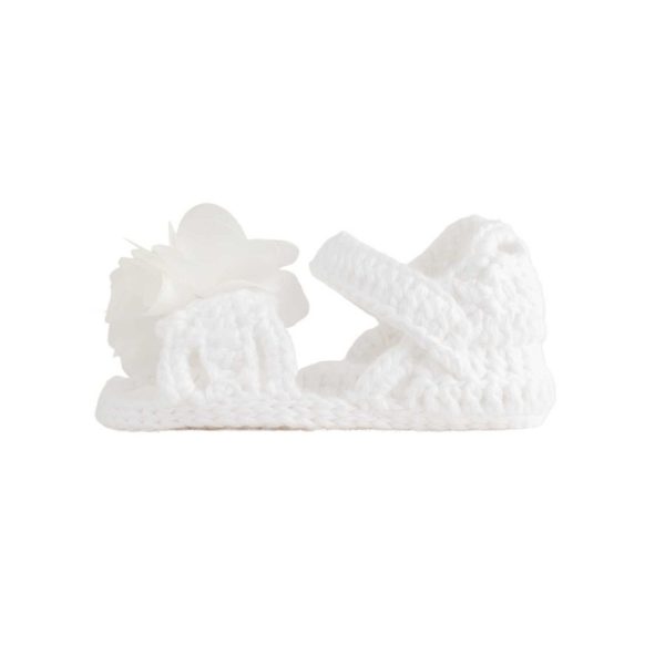 <span>Ali</span> Infant White Crochet Sandal with Flowers - Image 2