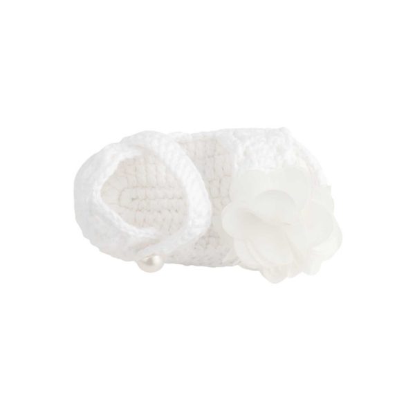<span>Ali</span> Infant White Crochet Sandal with Flowers - Image 3