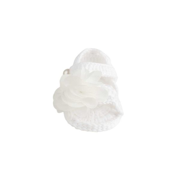 <span>Ali</span> Infant White Crochet Sandal with Flowers - Image 4