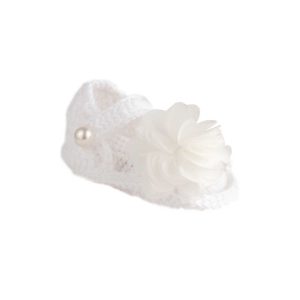 Ali Infant White Crochet Sandal with Flowers