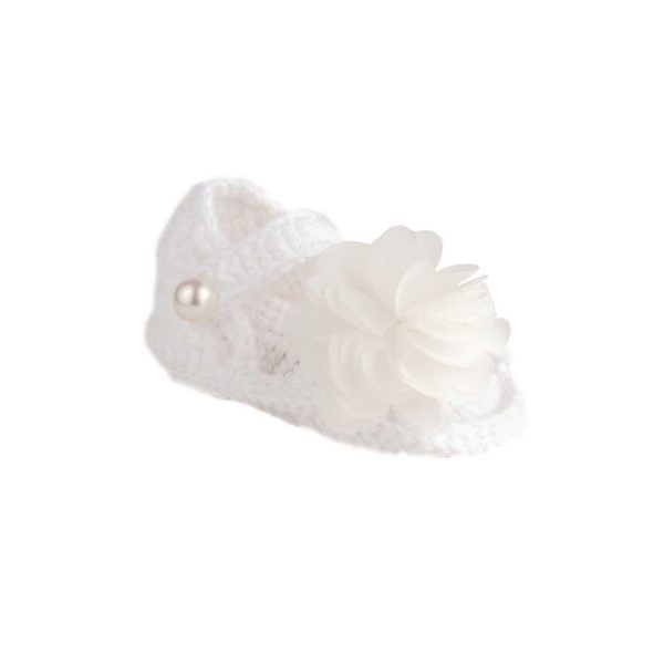 <span>Ali</span> Infant White Crochet Sandal with Flowers - Image 6