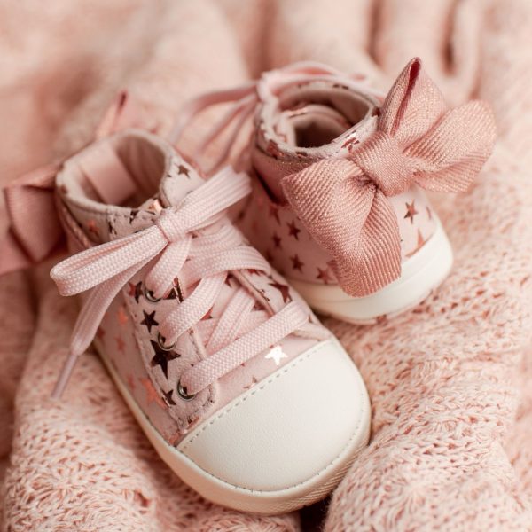 <span>Amy</span> Infant Pink Star Print Hi-Top Lace-up Sneaker - Image 9