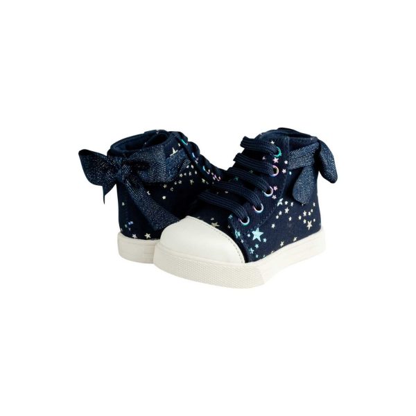 <span>Amy </span> Toddler Navy Twill Multi-Color Iridescent Star Print Hi-Top - Image 3