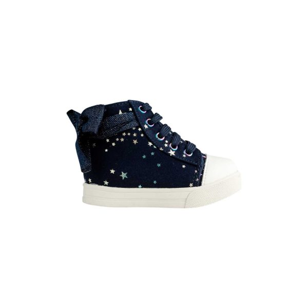 <span>Amy </span> Toddler Navy Twill Multi-Color Iridescent Star Print Hi-Top - Image 4