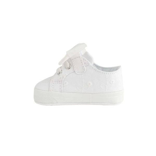 <span>Angel</span> Infant White Eyelet Sneaker with Elastic Hook-and-Loop Strap/Oversized Bow - Image 3