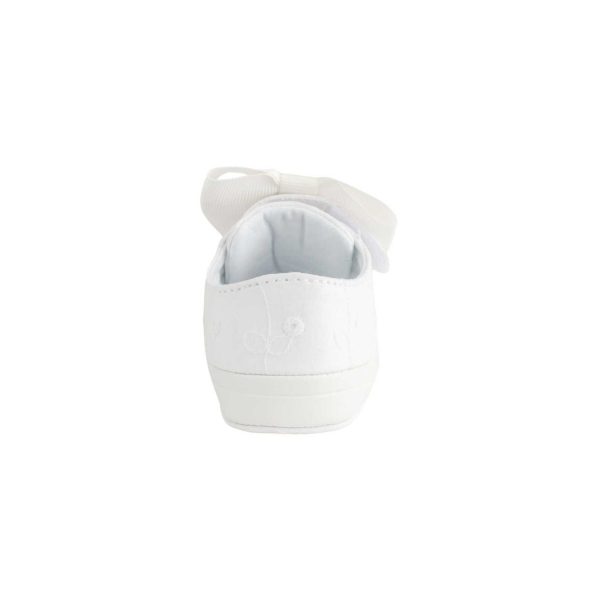 <span>Angel</span> Infant White Eyelet Sneaker with Elastic Hook-and-Loop Strap/Oversized Bow - Image 4