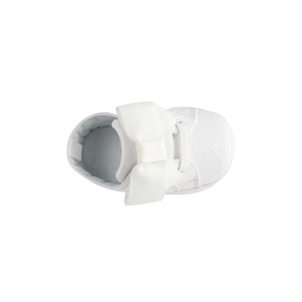 <span>Angel</span> Infant White Eyelet Sneaker with Elastic Hook-and-Loop Strap/Oversized Bow - Image 5