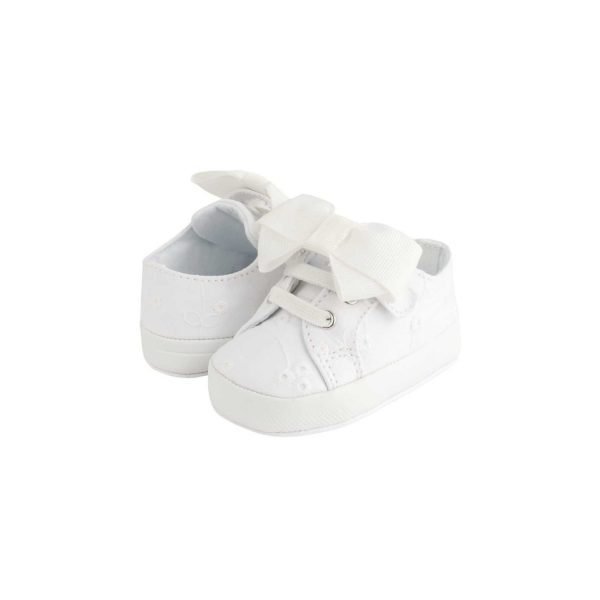 <span>Angel</span> Infant White Eyelet Sneaker with Elastic Hook-and-Loop Strap/Oversized Bow - Image 7