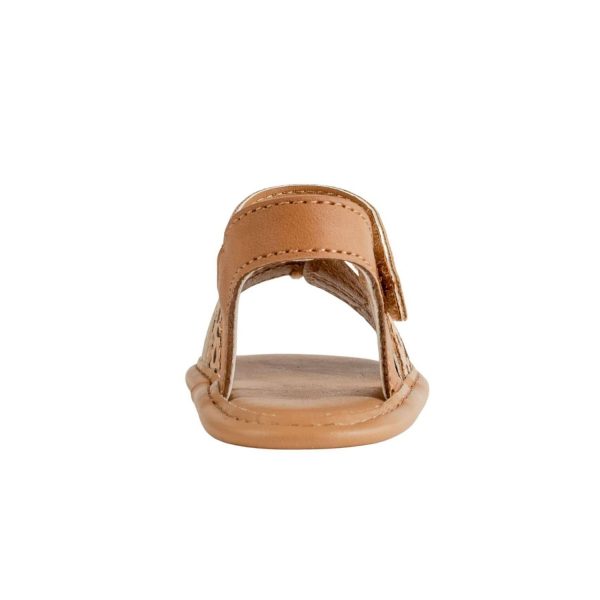 <span>Ashlee</span>  Infant Tan PU Double Closure Sandal with Blush Champagne and Cheetah Trim - Image 6