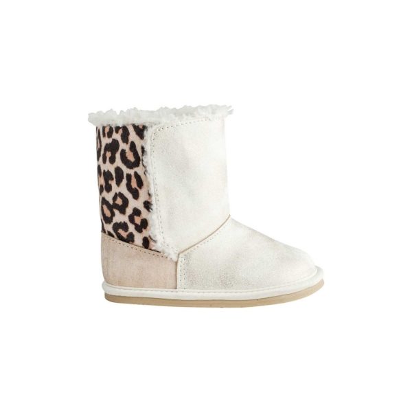 <span>Autumn </span> Toddler Ivory Shimmer Boot w/Leopard and Sherpa Trim - Image 4