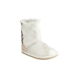 Autumn Toddler Ivory Shimmer Boot w/Leopard and Sherpa Trim