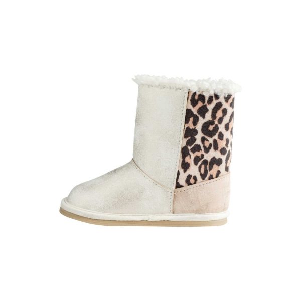 <span>Autumn </span> Toddler Ivory Shimmer Boot w/Leopard and Sherpa Trim - Image 6