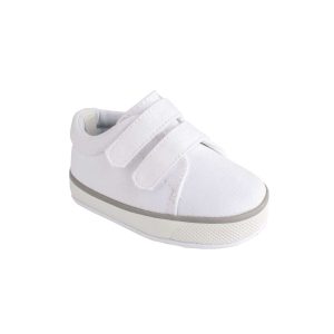 Baylor Infant White Canvas Double-Strap Sneakers with Hook-and-Loop Closure