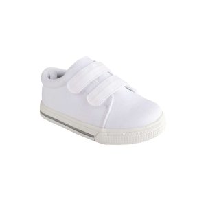 Baylor Toddler White Canvas Double-Strap Sneakers with Hook-and-Loop Closure