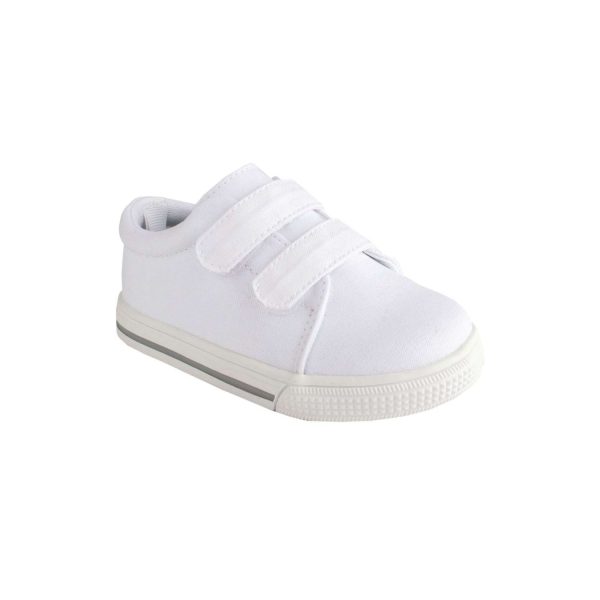 Baylor Toddler White Canvas Double-Strap Sneakers with Hook-and-Loop Closure