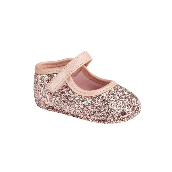 BIANCA Infant Silver-Pink Multi-Glitter PU Mary Jane w/Pink Trim