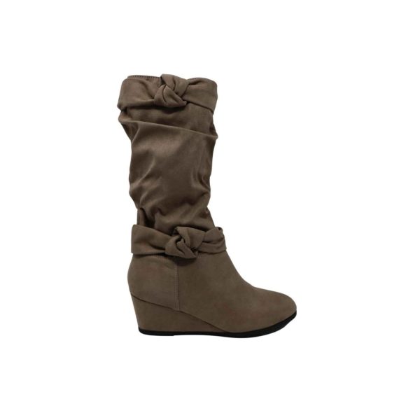 <span>Cadence</span> Youth Girls’ Taupe Novasuede Tall Wedge Boots - Image 2