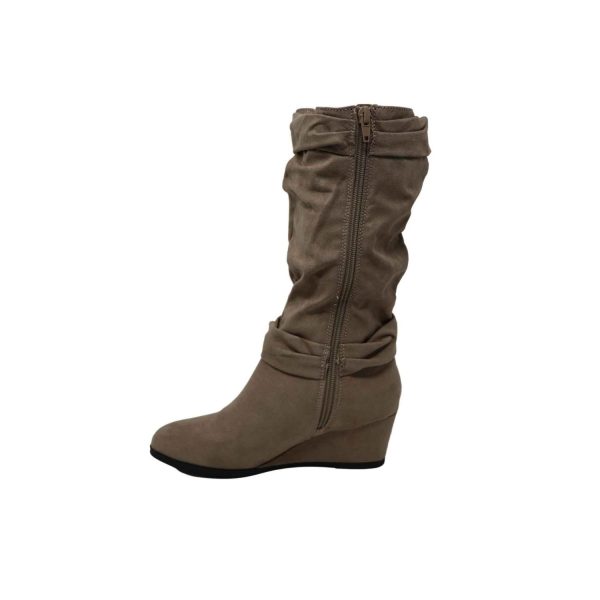 <span>Cadence</span> Youth Girls’ Taupe Novasuede Tall Wedge Boots - Image 3