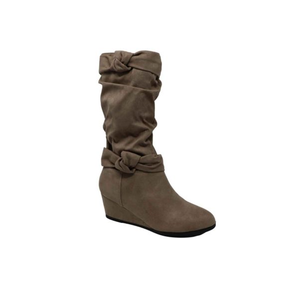 Cadence Youth Girls’ Taupe Novasuede Tall Wedge Boots