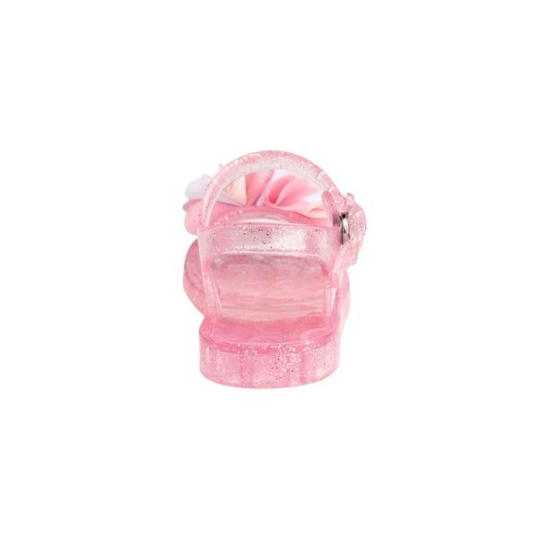 <span>CLARICE </span> Toddler Pink Glitter Jelly Sandal w/White/Pink Sheer Flowers - Image 4