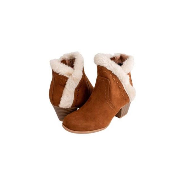<span>Coco</span> Youth Girls' Chestnut Ankle Boots with Faux-Fur Trim - Image 7