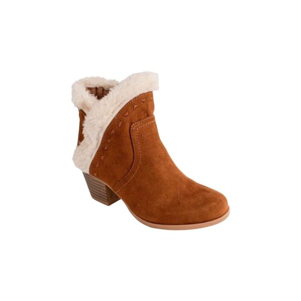 Coco Youth Girls' Chestnut Ankle Boots with Faux-Fur Trim