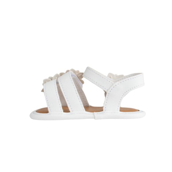 <span>CRYSTAL </span> Infant White Tri-Closure Sandal with Flower Ornaments - Image 2