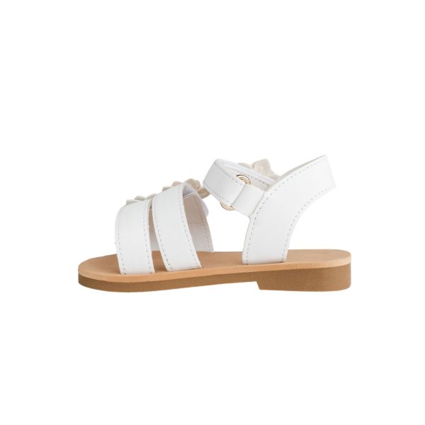 <span>CRYSTAL </span> Toddler White Tri-Closure Sandal with Flower Ornaments - Image 3