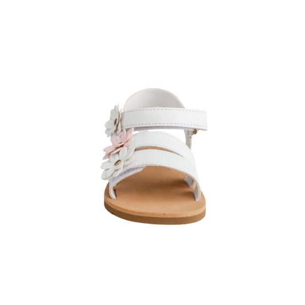 <span>CRYSTAL </span> Toddler White Tri-Closure Sandal with Flower Ornaments - Image 4